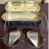 Image 2 : ANTIQUE TINTED MOTORCYCLE GLASSES W/ TIN CASE