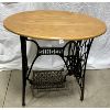 Image 1 : CAST IRON SINGER SEWING MACHINE BASE WITH OVAL WOOD TOP
