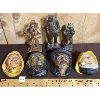 Image 1 : LOT OF 7 - CARVED WOOD FIGURES & PLASTER CHARACTER FACES