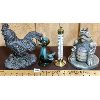 Image 1 : LOT OF 4 - FIGURINES AND BRASS THERMOMETER - BLUE MOUNTAIN POTTERY ETC. 