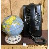 Image 1 : LOT OF 2 - WALL MOUNT ROTARY TELEPHONE AND TIN GLOBE BANK