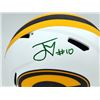 Image 2 : Jordan Love Autographed Green Bay Packers Lunar Eclipse White Full Size Replica Speed Helmet Beckett