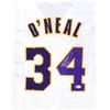 Image 2 : Los Angeles Lakers Shaquille O'Neal Autographed White Jersey Signed on #4 (Beckett)