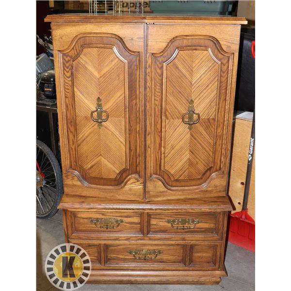 VINTAGE WOOD CABINET APPROX. 60" TALL
