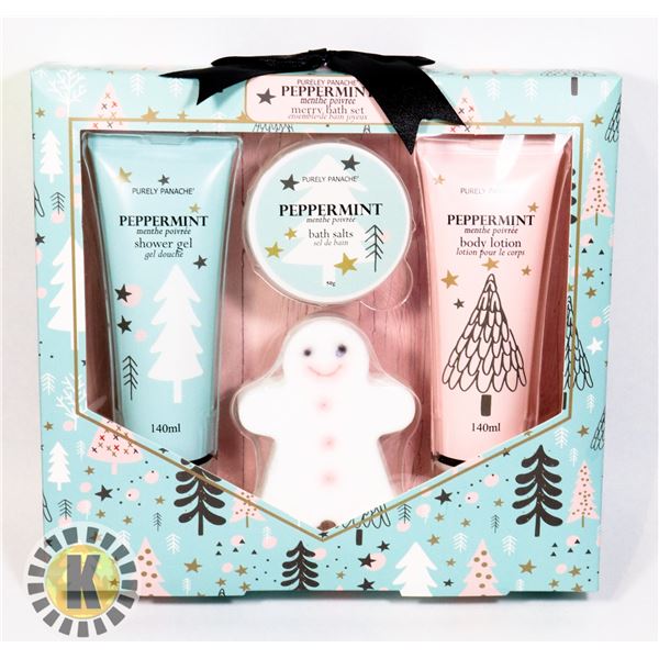 NEW 4PC PEPPERMINT SCENTED BATH SET