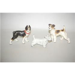 LOT (3) PAINTED CAST IRON DOGS: (1) SMALL 3" CAST IRON BOSTO