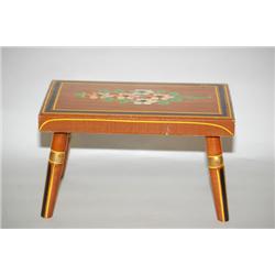 19TH CENT. PAINT DECORATED CRICKET STOOL - 12" STOOL W/ TURN