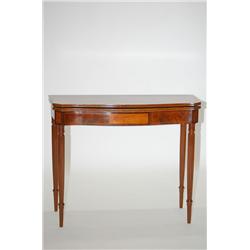 NEW ENGLAND SHERATON CARD TABLE - INLAID MAHOGANY SHAPED FLI