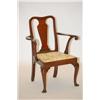 Image 1 : OLD QUEEN ANNE STYLE ARMCHAIR - ENGLISH MAHOGANY CHAIR W/ VA
