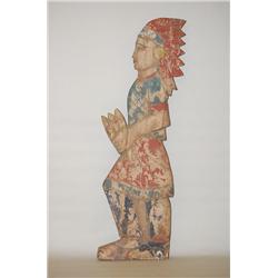 37" CARVED WOODEN CIGAR STORE INDIAN PLAQUE - EARLY 20TH CEN