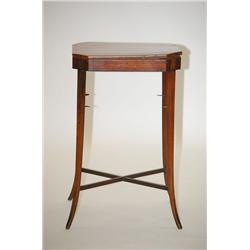 HEPPLEWHITE SEWING STAND - MAHOGANY STAND W/ OCTAGONAL FRAME