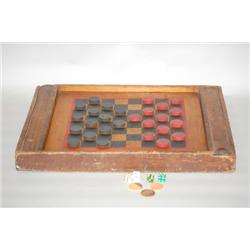PAINTED DOUBLE SIDED GAMEBOARD - 19TH-EARLY 20TH CENT. GAMEB