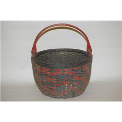 19TH CENT. PAINTED GATHERING SPLINT BASKET - 12 3/4" PAINT D