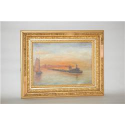 F.G. KIMBALL HARBOR LANDSCAPE PAINTING - 19TH CENT. PAINTING