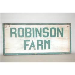 PAINTED TRADE SIGN FOR ROBINSON FARM - EARLY 20TH CENT. PINE