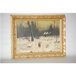MARCIA P. RYDER OIL PAINTING - 19TH CENT. O/C OF WINTER LAND