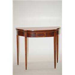 NEW ENGLAND HEPPLEWHITE CARD TABLE - MAHOGANY SHAPED FLIP TO