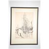 Image 1 : EMILE A. GRUPPE BLACK PENCIL DRAWING - HARBOR LANDSCAPE DRAW