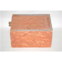 19TH CENT. PAINTED SLIDE TOP BOX - PINE SLIDE TOP BOX W/ SLI
