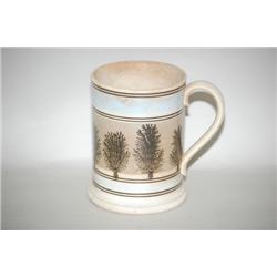 SEAWEED BANDED MOCHAWARE - 6" MOCHA TANKARD W/ A WIDE GREY B