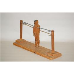 19TH CENT. WOODEN JUMPING JACK DOLL TOY - CARVED PINE DOLL T