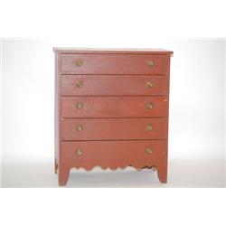 NEW ENGLAND PAINTED COUNTRY HEPPLEWHITE TALL CHEST - PINE 5 