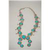 Image 1 : NAVAJO SQUASH BLOSSOM NECKLACE - 14 1/2" NECKLACE W/ 10 TURQ