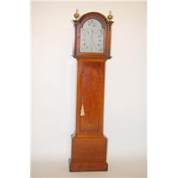 18TH CENT N.E. Q. ANNE TALL CLOCK-DOME TOP CHERRY CASE W/ BR