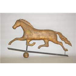 19TH CENT. RUNNING HORSE WEATHERVANE - 28" HOLLOW BODIED COP