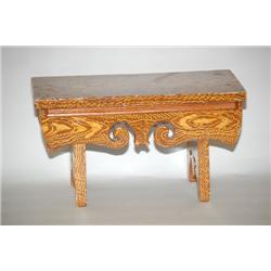FOLKY PAINT DECORATED FOOTSTOOL - EARLY 20TH CENT. PINE FOOT
