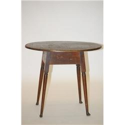NEW ENGLAND QUEEN ANNE TEA TABLE - MAPLE BASE W/ BROWN PAINT