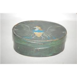 19TH CENT. PAINT DECORATED OVAL PANTRY BOX - SINGLE FINGER B