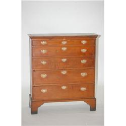NEW ENGLAND CHIPPENDALE TALL BLANKET CHEST-TIGER MAPLE & PIN