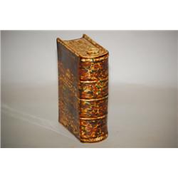 6" BENNINGTON BOOK FLASK - "DEPARTED SPIRITS" FLINT GLAZE EN