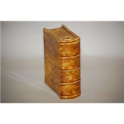 5 5/8" BENNINGTON BOOK FLASK - "DEPARTED SPIRITS" FLINT GLAZ