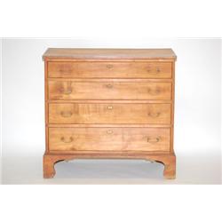 NEW ENGLAND CHIPPENDALE TIGER MAPLE CHEST - MAPLE CHEST W/ 4