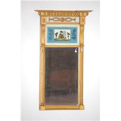 GILT FEDERAL TABERNACLE MIRROR - 19TH CENT. MIRROR W/ COLUMN