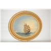 Image 1 : 19TH CENT. SHIP OIL PAINTING ON CANVAS - OVAL O/C OF SAILING