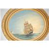 Image 2 : 19TH CENT. SHIP OIL PAINTING ON CANVAS - OVAL O/C OF SAILING