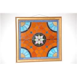 19TH CENT. STAINED GLASS WINDOW - 19TH CENT. COLORED LEADED 