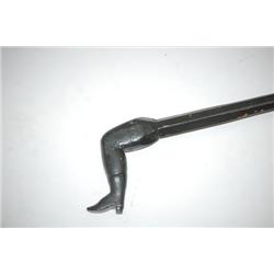 19TH CENT. PAINTED LEG CANE - 19TH CENT. FOLK ART CARVED WOO