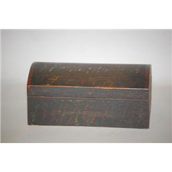 19TH CENT. PAINTED DOME TOP BOX - DIMINUTIVE PINE DOME TOP T