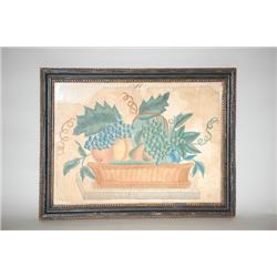 19TH CENT. WATERCOLOR THEORUM ON PAPER PAINTING OF BASKET OF
