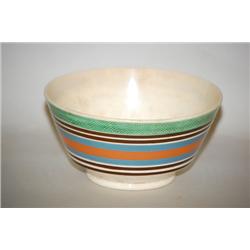 6 1/2" BANDED MOCHA BOWL - MOCHA CREAMWARE BOWL W/ CENTRAL S