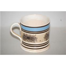 2 5/8" BANDED SEAWEED MOCHA MUG - MOCHA CREAMWARE MUG W/ WID
