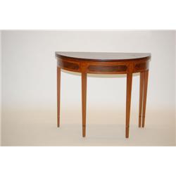 NEW ENGLAND HEPPLEWHITE DEMILUNE CARD TABLE - MAHOGANY FLIP 