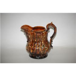 6" BENNINGTON ALTERNATE RIB PITCHER - FLINT GLAZE ENAMEL BEN
