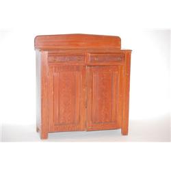 19TH CENT. PAINTED 2 DRAWER JELLY CUPBOARD - GRAIN PAINTED P