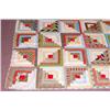 Image 2 : 19TH CENT. HAND STITCHED QUILT - LOG CABIN PATTERN HAND STIT