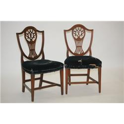 PR. NEW ENGLAND HEPPLEWHITE CARVED CHAIRS - (2) MAHOGANY SHI